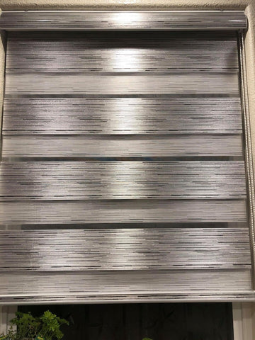 Motorized Zebra Blinds for Sliding Glass Door Silver Metallic