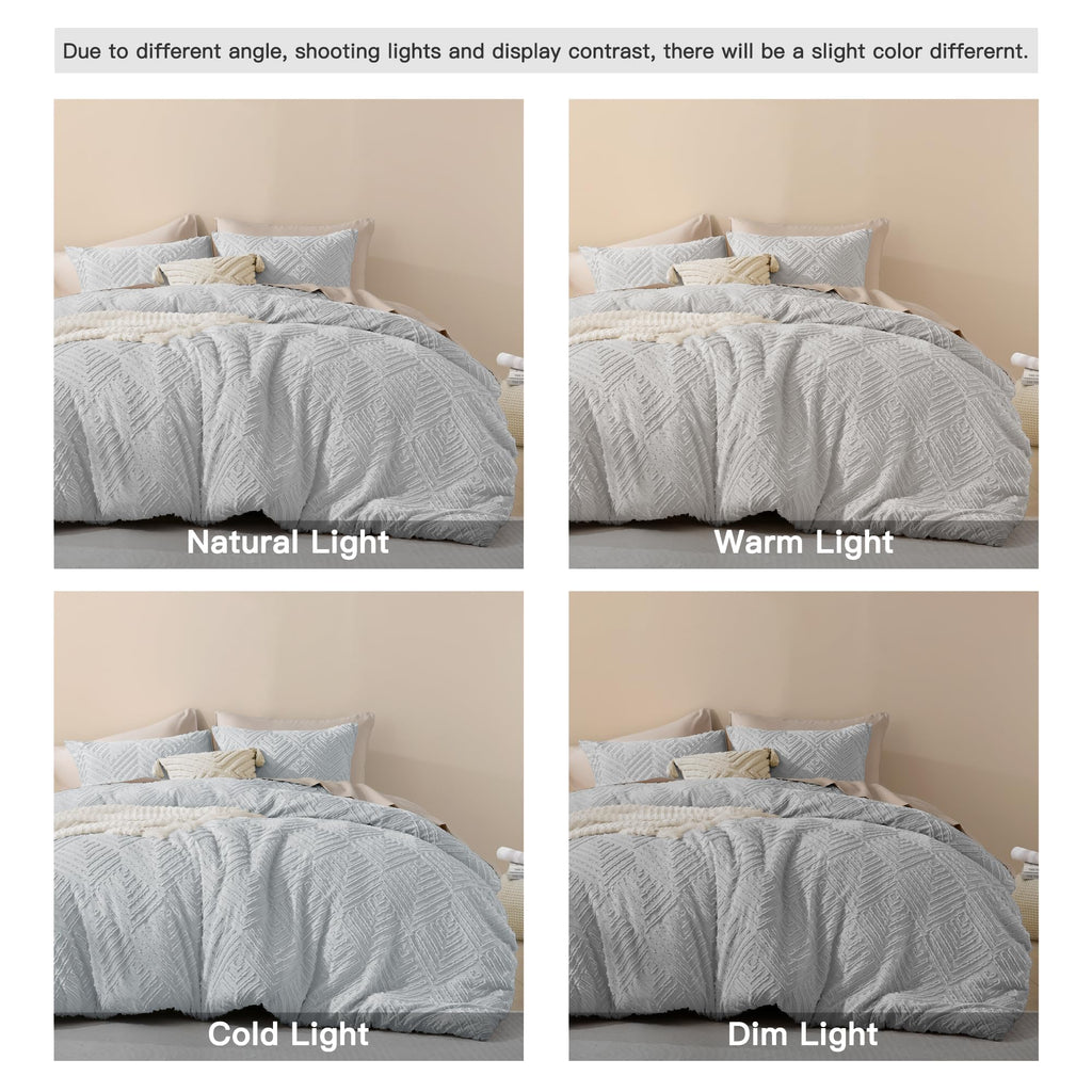 Comforter Set, 3 Pieces Tufted Boho Bedding Set
