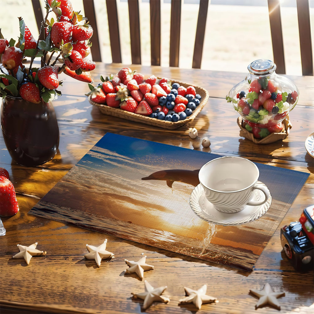 6 Pcs Palm Tree Beach Table Mats,Starfish Ocean Placemats Waterproof Washable, Kitchen Table Decoration Placemats
