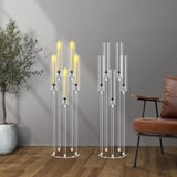 4Pcs 5 Arms Acrylic Candelabra Centerpieces for Tables Decortion,Clear Candle Holder,35 inches Tall Candlesticks