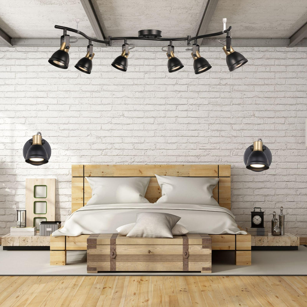 1 Light Track Light Kit Modern Ceiling Spotlights,2 Packs Matte Black with Brass Accent Adjustable Wall Lights Mount