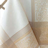 Heavyweight Jacquard Fabric Table Cloth with Gold Metallic Accents, Décor for Everyday, Parties, Hol