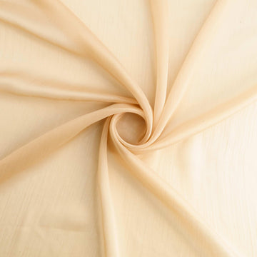 White Chiffon Fabric By The Yard | Lightweight Sheer Chiffon Fabric for Sewing & Draping | Soft Flowing Dress, Gown