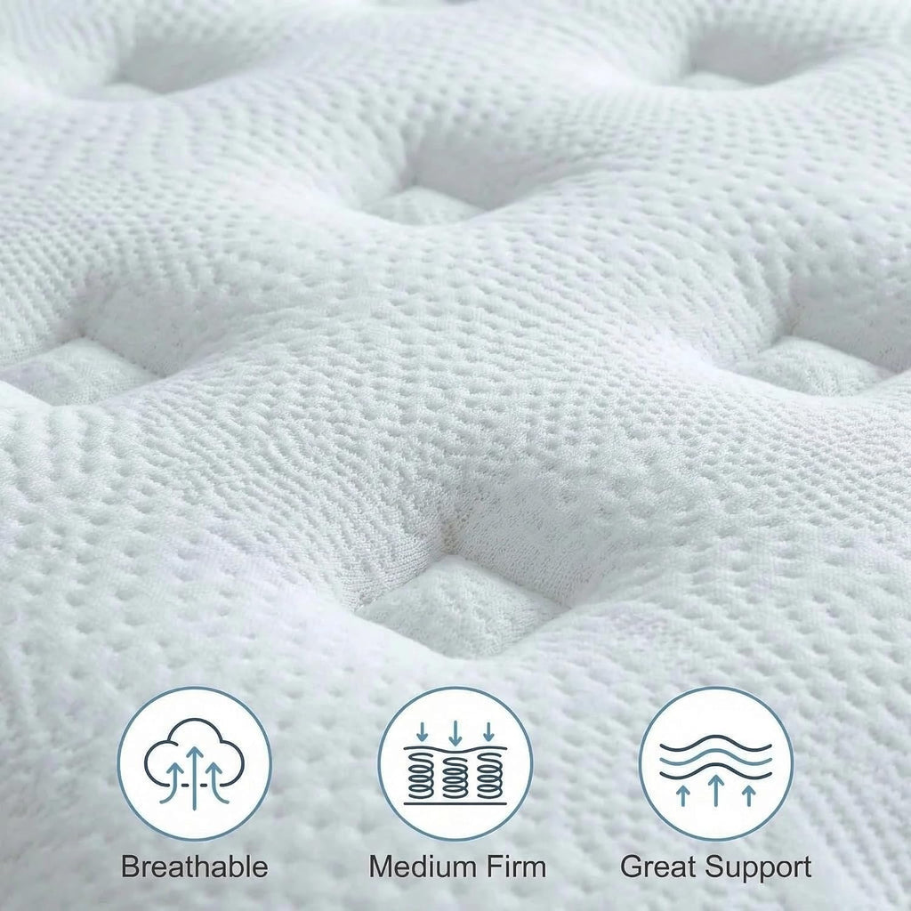 King Mattress, 14 Inch King Size Hybrid Mattresses with Memory Foam and Individual Pocket Spring for Motion