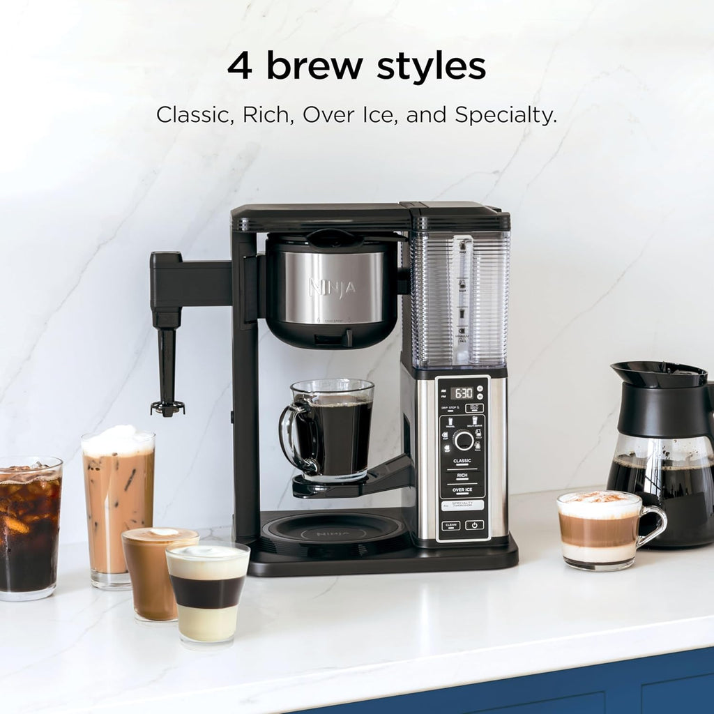 Coffee Maker, 10-Cup Carafe, Fold-Away Frother, Black, CM401 | Permanent Filter & Removable, Dishwasher Safe