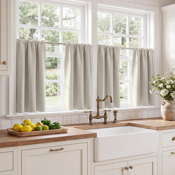 Natural Short Blackout Cafe Curtains 36 Inches Long 4 Panel Sets