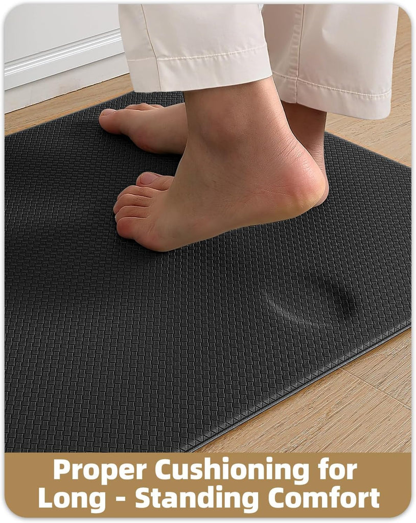 Kitchen Mat for Floor 17x79 Anti Fatigue Easy Clean, Black | Water&Oil Proof, Anti Slip, For Comfort Standing