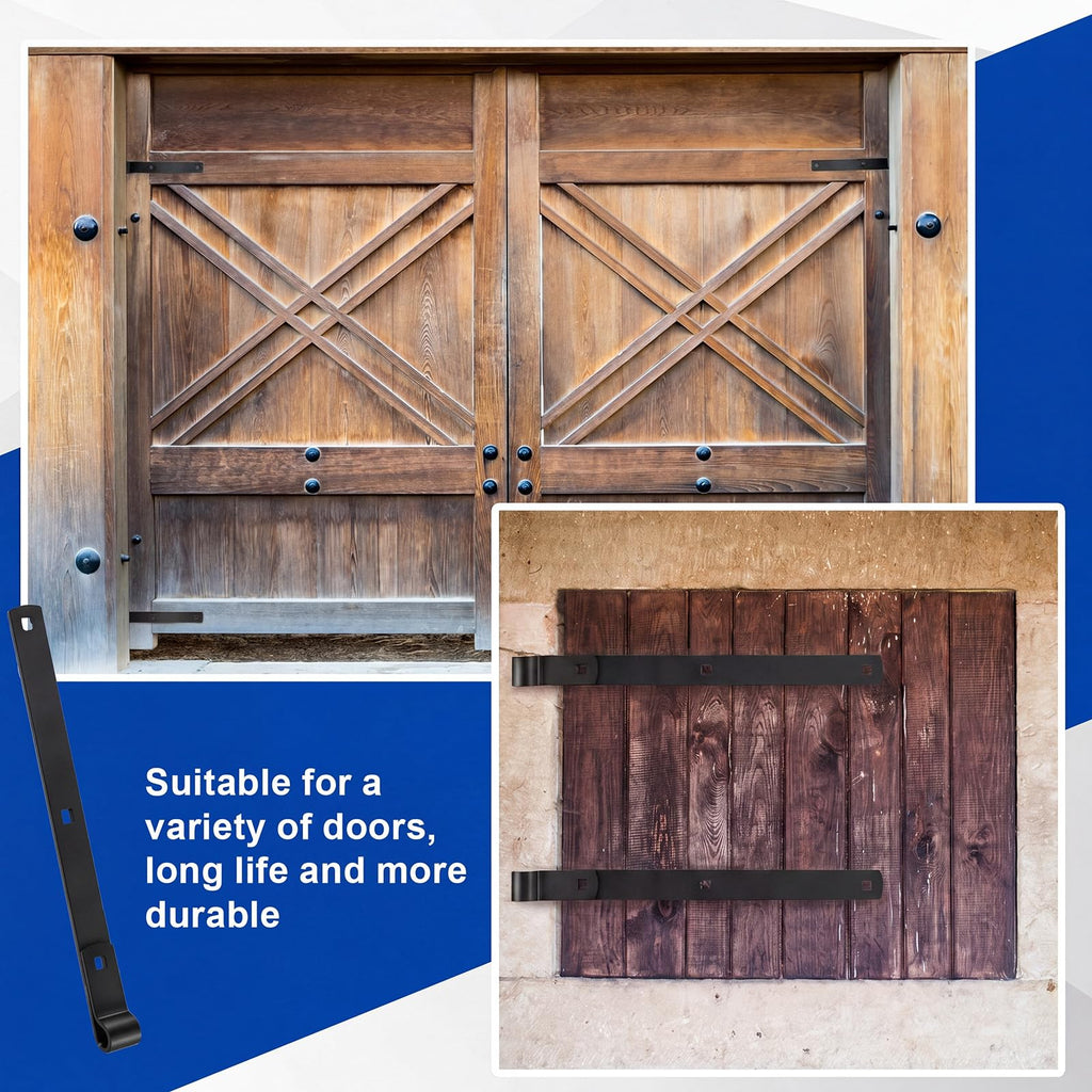 4 Pack 16" Zinc Strap Hinge Heavy Duty for Gate, Barn, Shed, Black