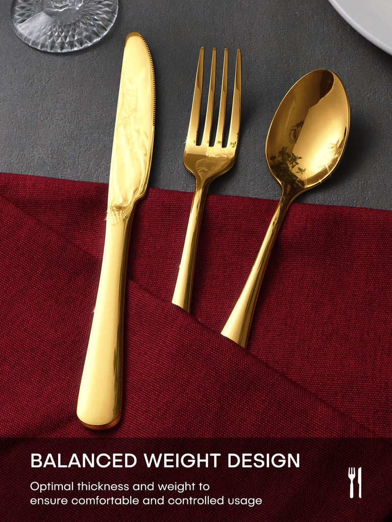 Gold Silverware Set for 8, 40 Piece Food-Grade Stainless Steel Flatware Set, Rust-proof Mirror Polished Cutlery