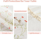 Rectangle Tablecloth 55" x 75", Pink Floral Embroidered Table Cloth with Tassels, Farmhouse Rustic L