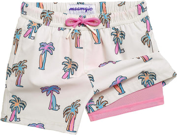 Boys Swim Trunks with Compression Liner Quick Dry Swim Shorts