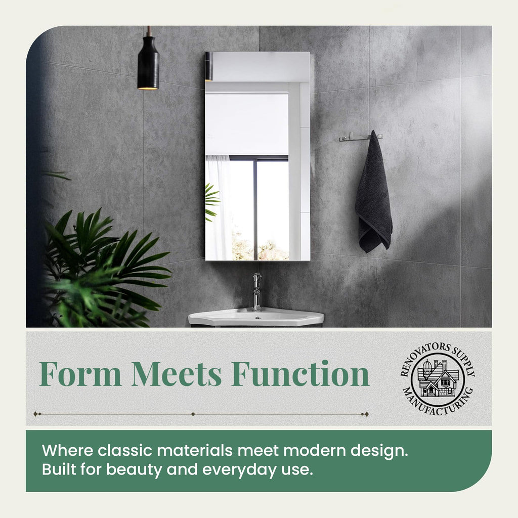 Supply Infinity Corner Wall Mount Medicine Cabinet with Mirror Polished Stainless Steel Bathroom Storage 23.6 x 11.8