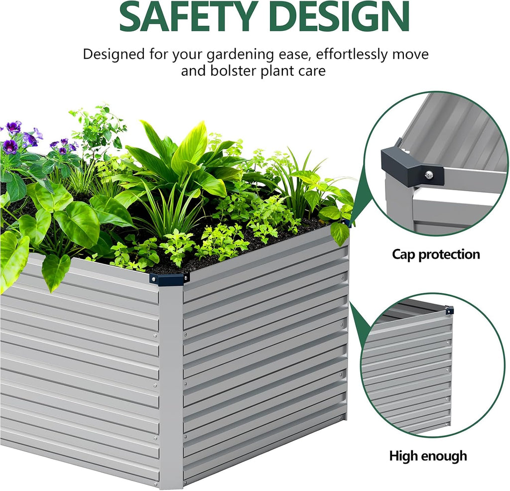 12x2x2ft Galvanized Raised Garden Bed,Metal Raised Beds Kit Silver | 2FT Deep Root Elevated Garden Planter Box