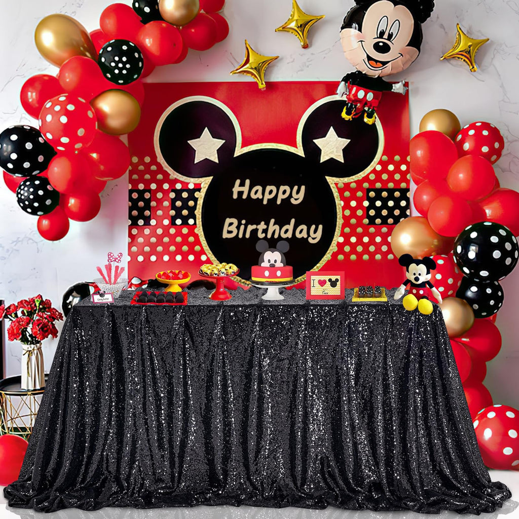 Black Sequin Tablecloth 60"x102" Black Table Cloth Rectangle Glitter Fabric