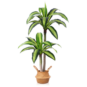 4 Ft Artificial Dracaena Tree, Faux Plants Indoor with Basket