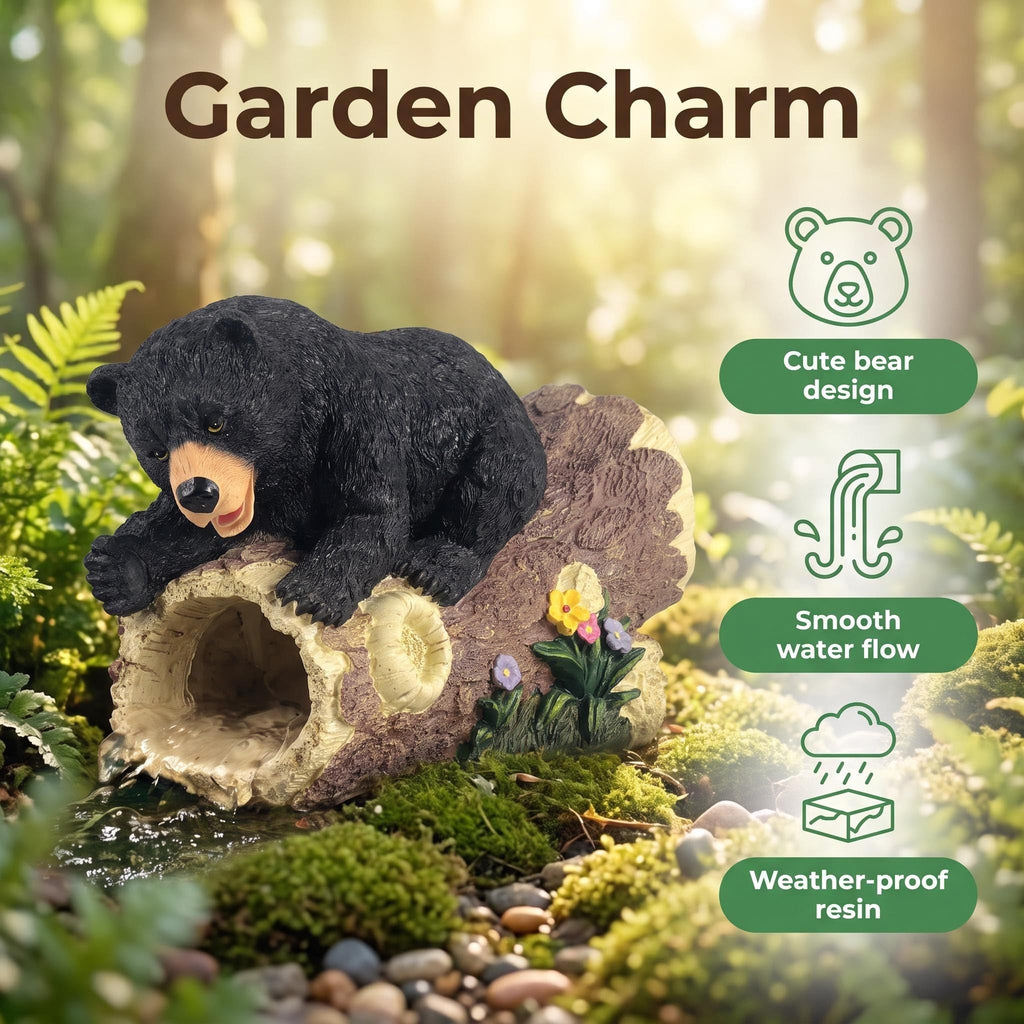 Outdoor Statue for Downspout Extension, Curious Bear Shape Downspout Diverter Garden Decorative, Whimsical Full Color