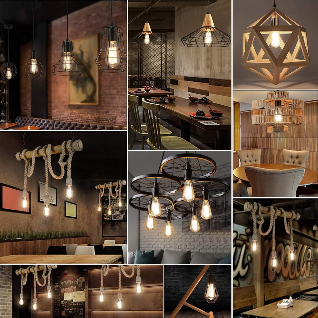 Vintage LED Edison Bulbs, 6W, Equivalent 60W, Non-Dimmable, Warm White 2700K, ST58 Antique LED Filament Bulbs