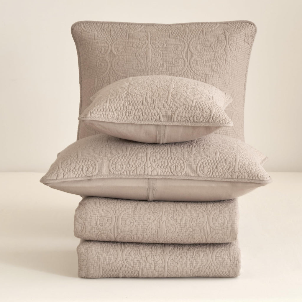 Matelasse Coverlet Set, Taupe Brown, 3-Piece