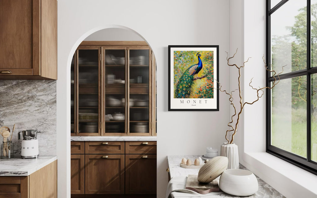 Peacock Inspired Claude Monet Bird Poster Art Print - Monet Wall Art Exhibition Collections Artwork Aesthetic