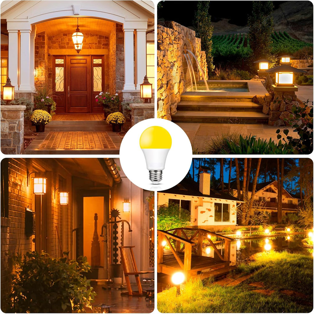 Yellow Bug Light Bulbs Outdoor, 9W (60W Equivalent) Amber 2000K LED Light Bulb for Outside, Backyard, Porch