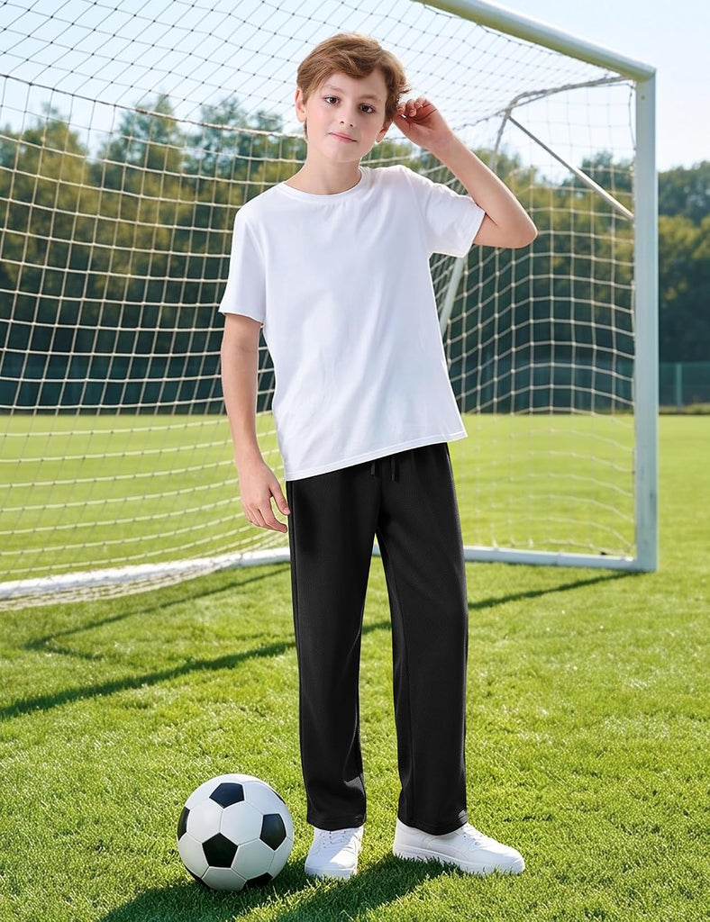Boys Sweatpants Kids Athletic Mesh Joggers with Pockets for School