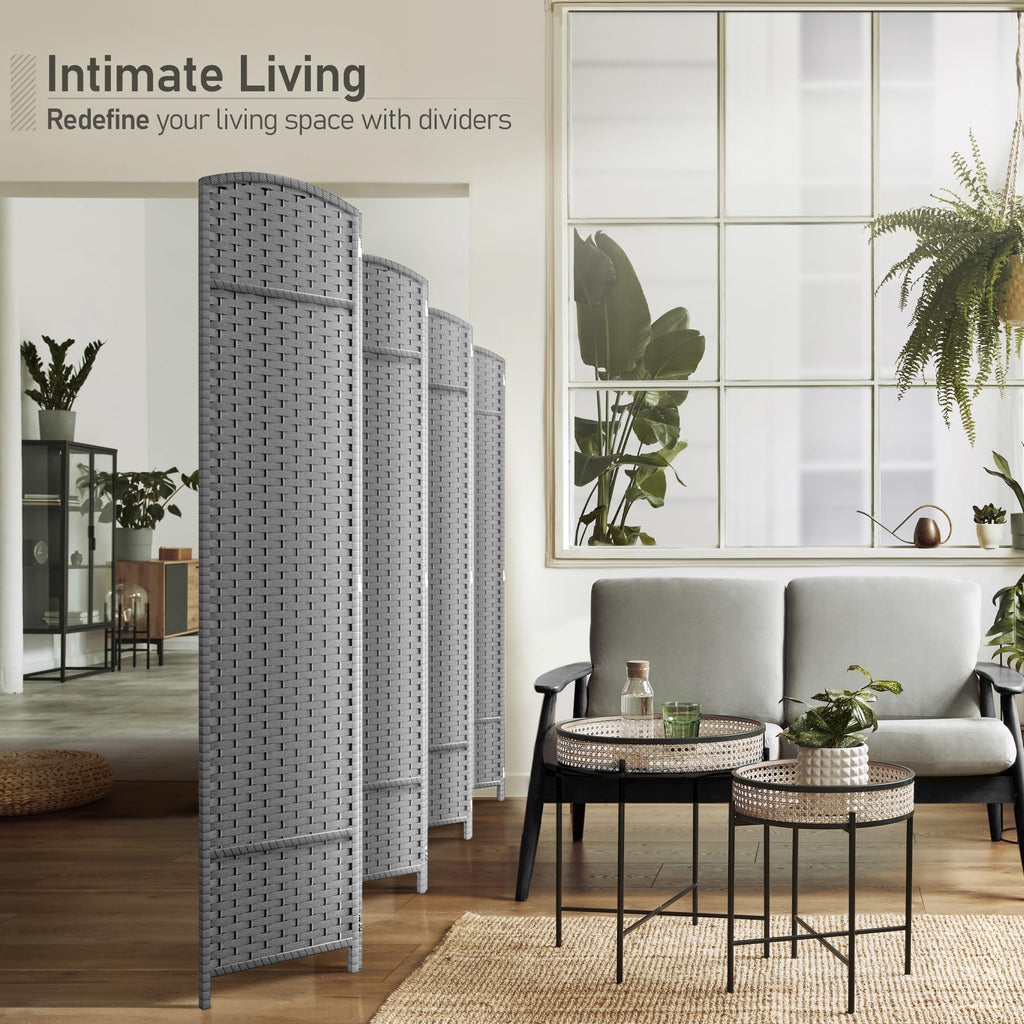 Foldable Room Divider, Mesh Privacy Screen (8 Panel, Light Gray)