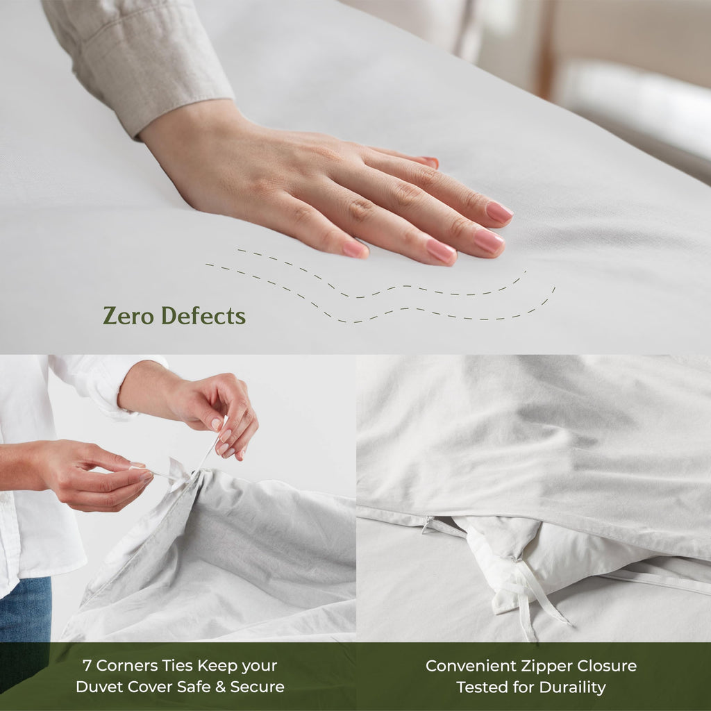 Cotton Duvet Cover - Luxury 600 Series Egyptian Cotton Duvet Cover Sets (3 PC, Silver), Soft, Cooling