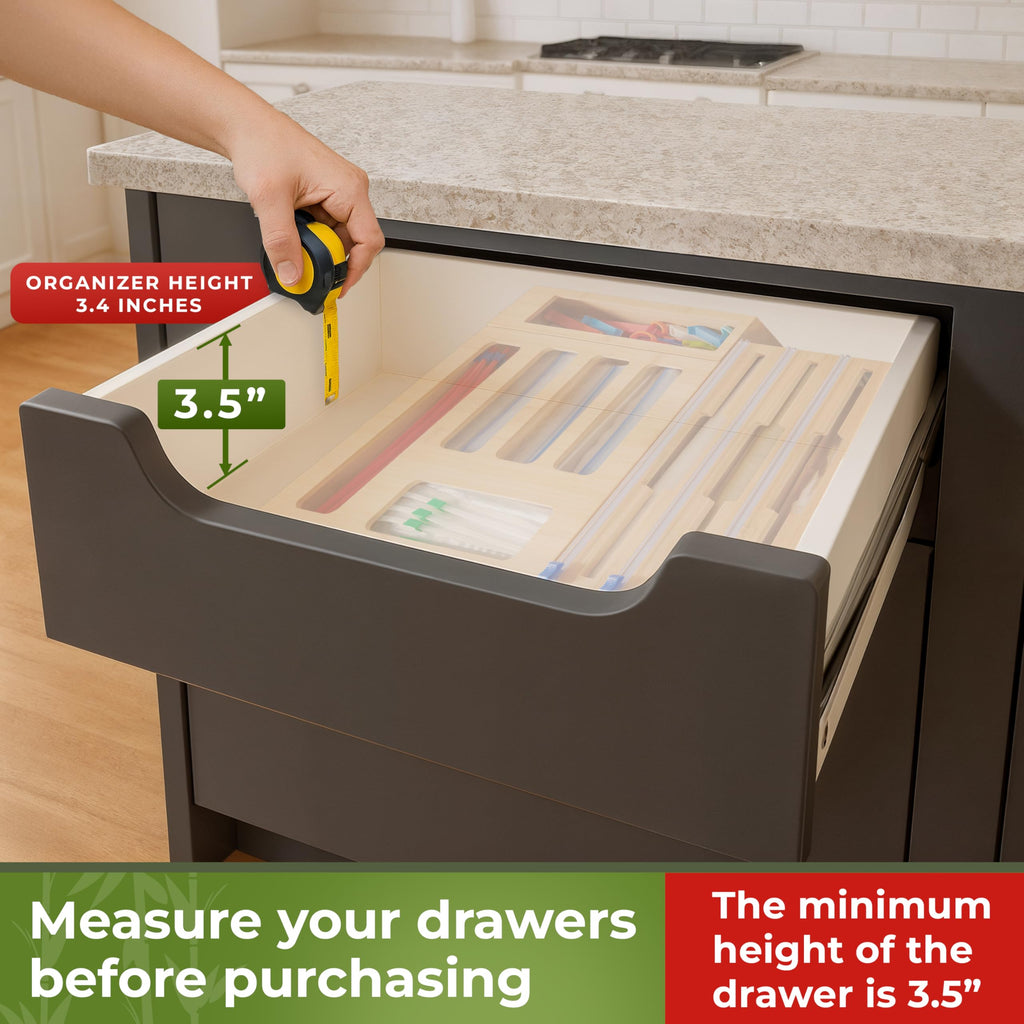 Kitchen Drawer Organizer, 9" 1 Sandwich Storage Bag Organizer & Foil Wrap