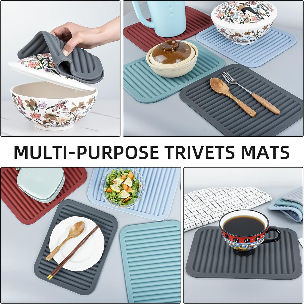 Silicone Trivet Mat for Hot Pots and Pans, Heat Resistant Silicone Mat, Multipurpose Trivets Mats, Flexible Durable