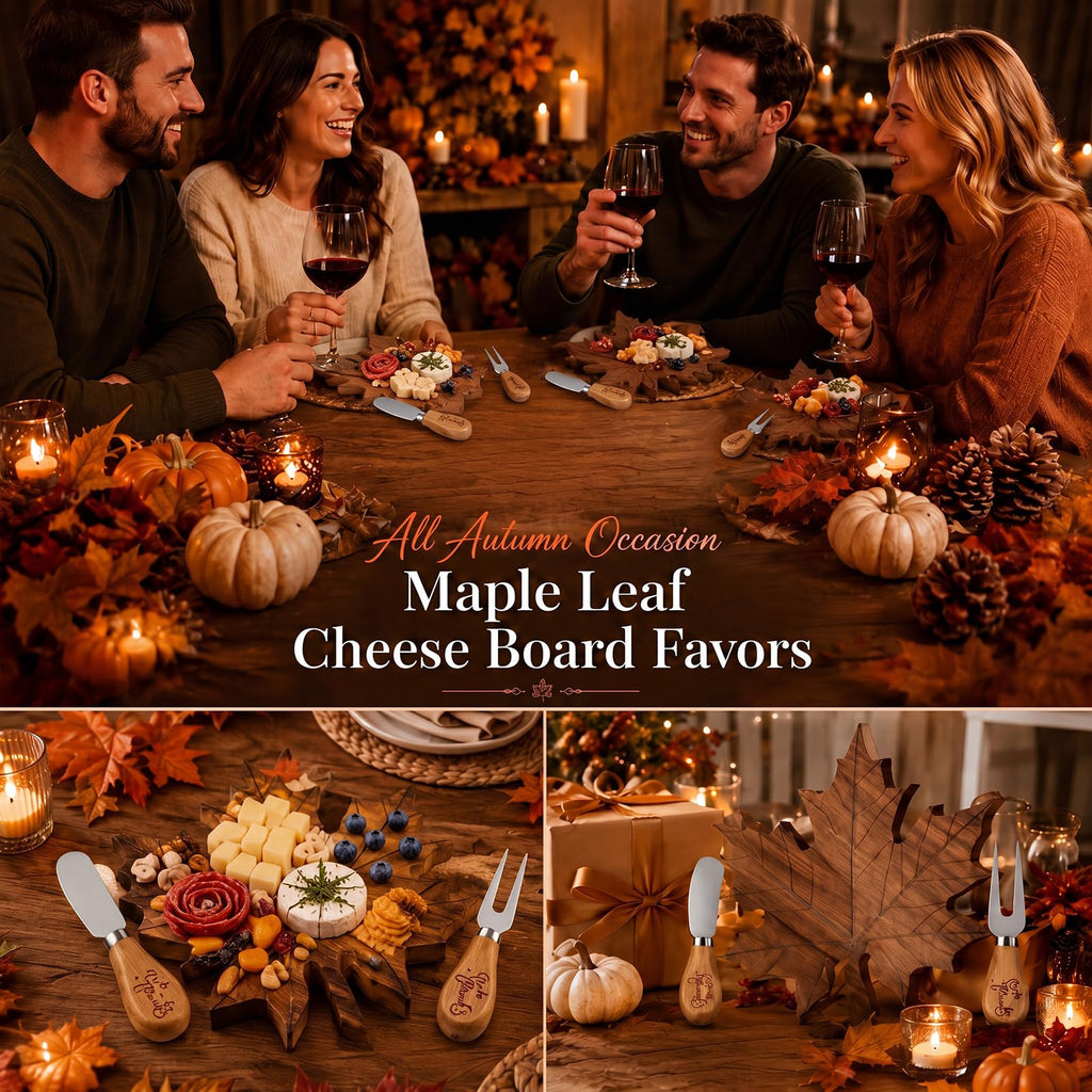 2 Sets Fall Maple Leaf Mini Charcuterie Board Gift, 8.3 x 7.5 in