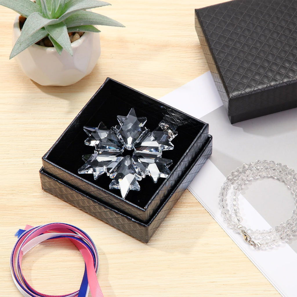 Christmas Tree Crystal Snowflake Ornaments, Clear, 4 Sets