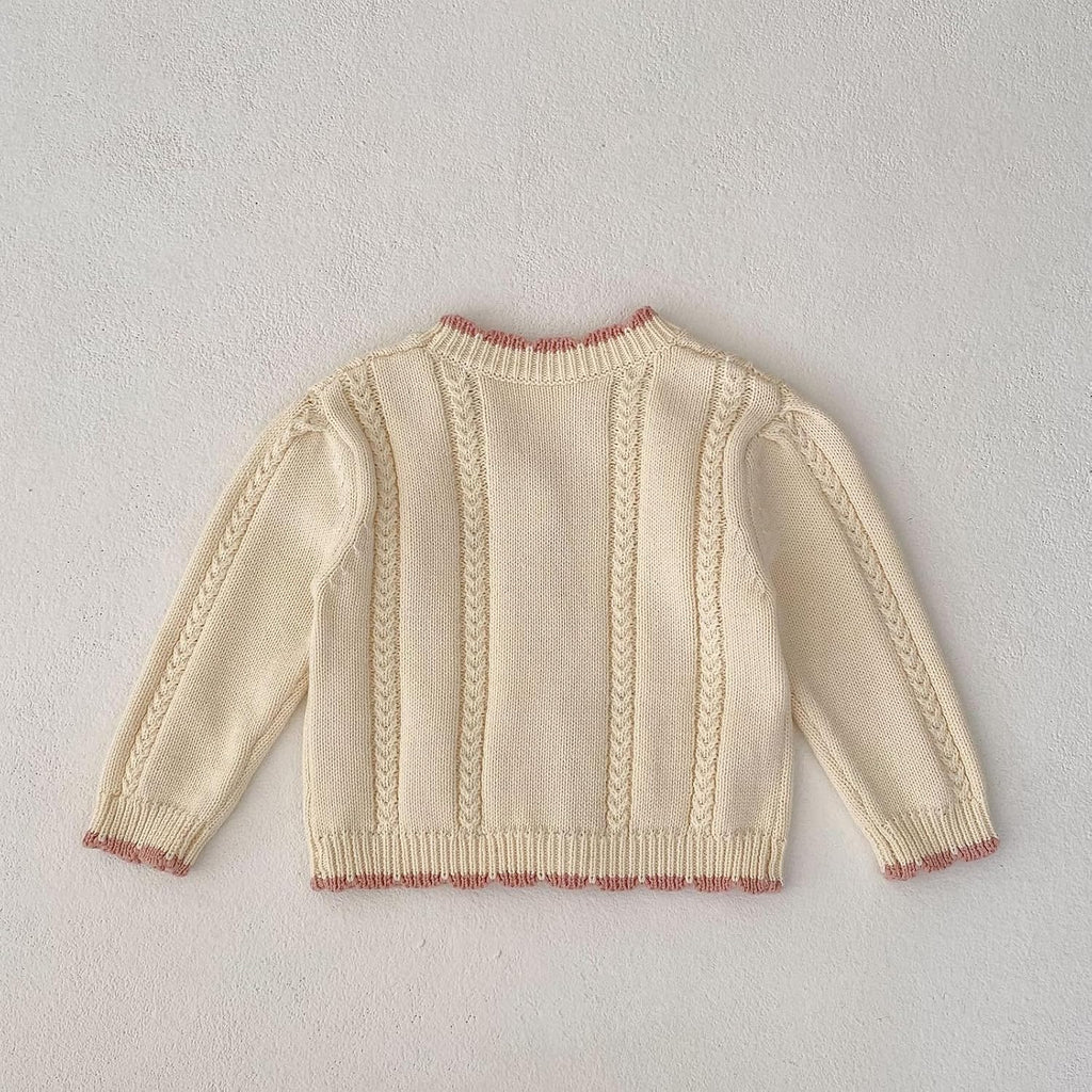 Baby Girls Cotton Small Floral Embroidery Cardigan Sweater