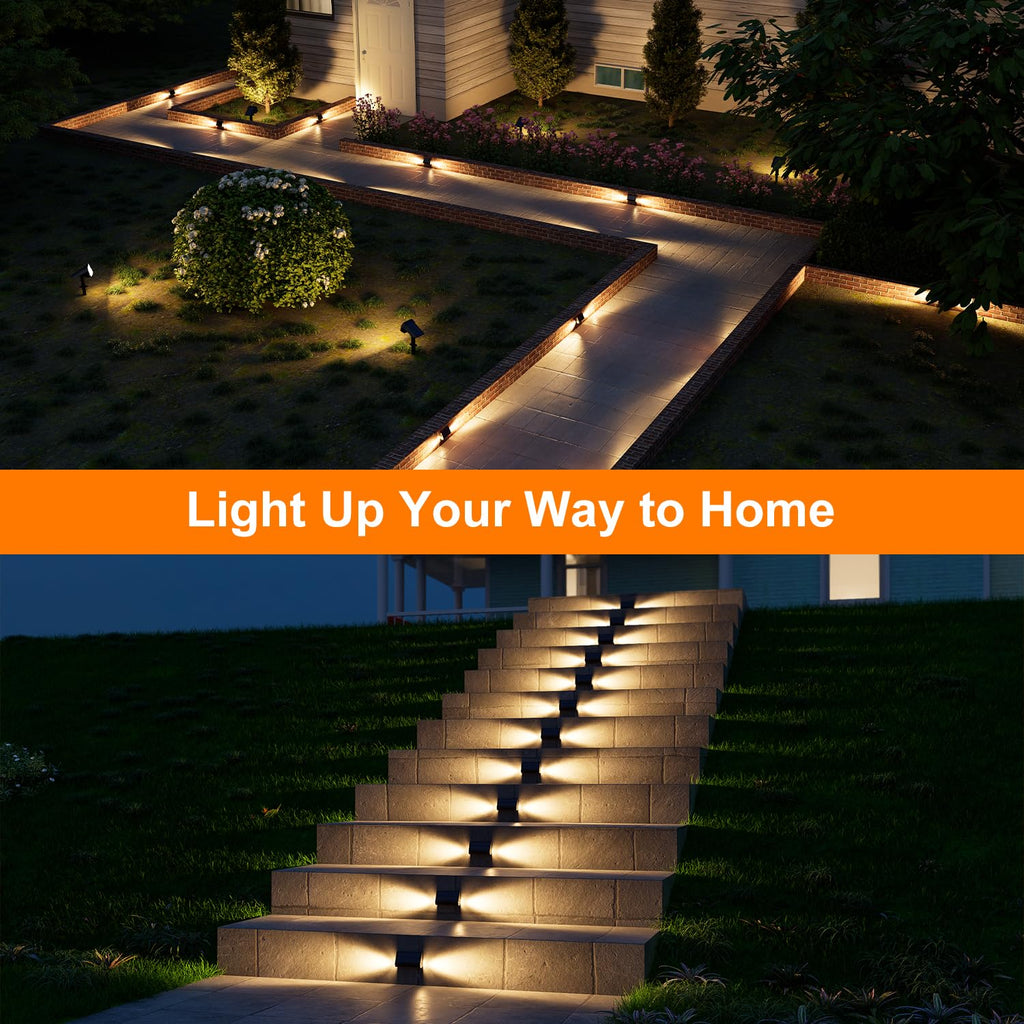 Solar Step Lights, Waterproof, Warm White Dual-Sided Glow
