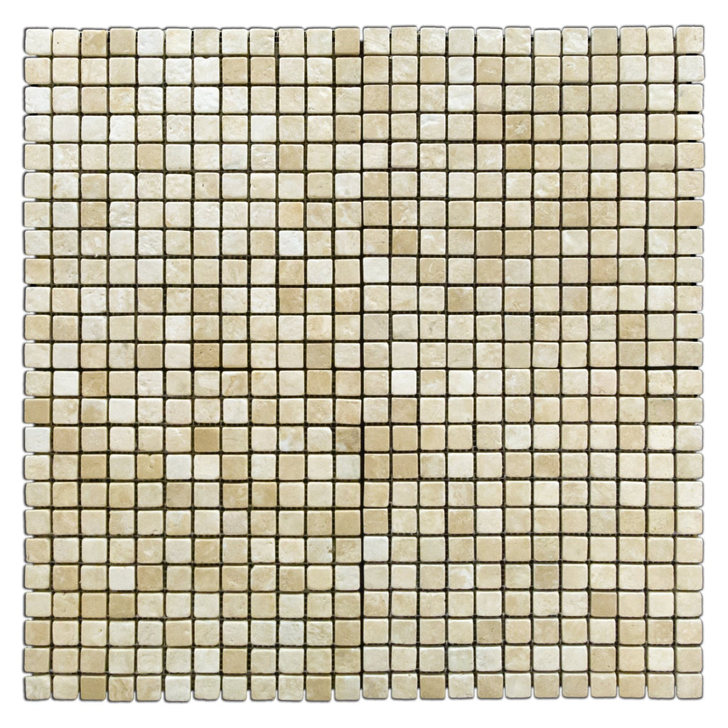 Durango Cream 1 X 1 Tumbled Travertine Mosaic Tile - Box of 5 sq. ft.
