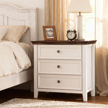 Dresser, 3 Drawer Dresser, Modern 3 Chest of Drawers, Farmhouse Storage Cabinet with 3 Drawers, Antique White