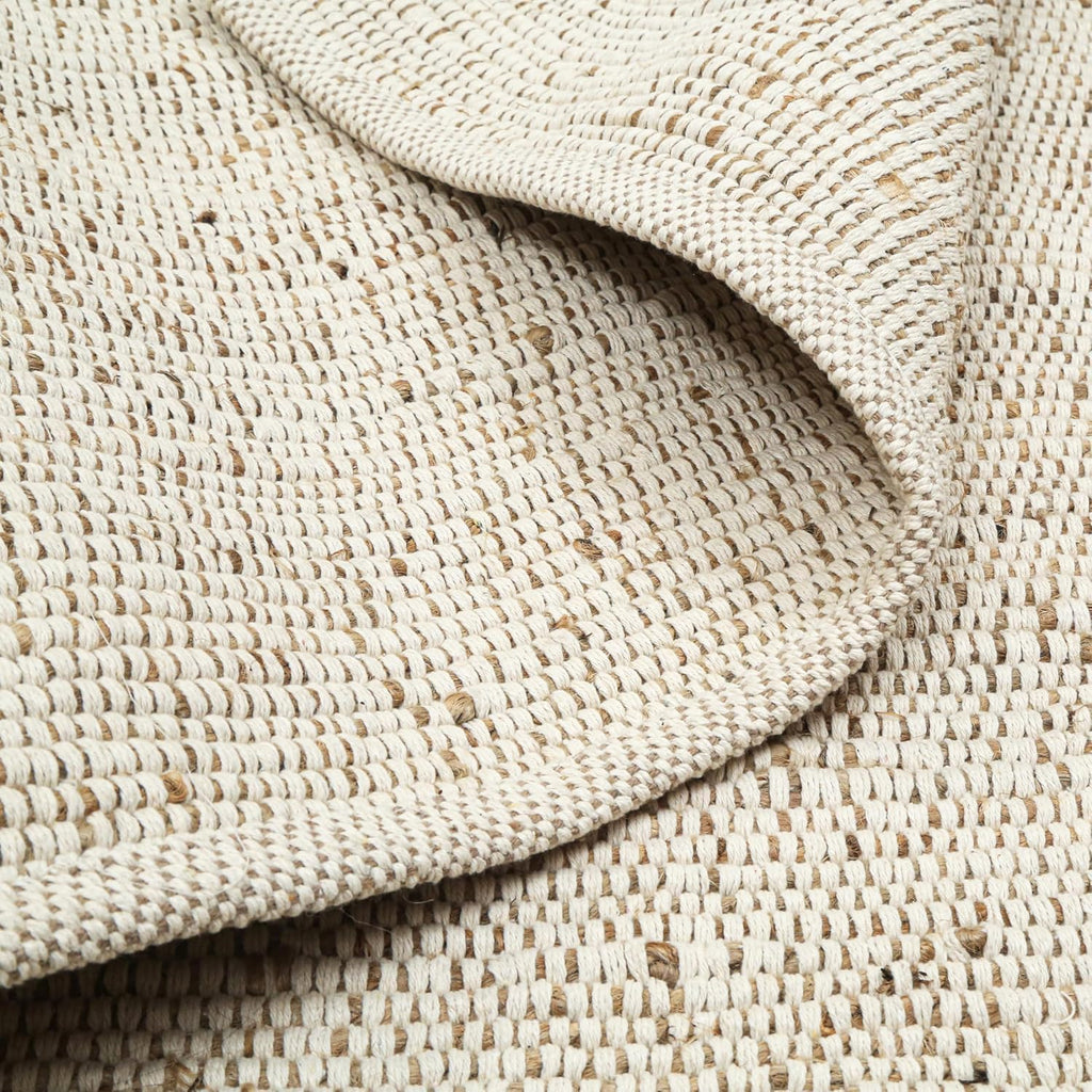 Jute Cotton Door Mat 2x3 ft Rectangle Hand Woven Natural Farmhouse Rugs, High Traffic Area - Rustic Vintage Bohemian