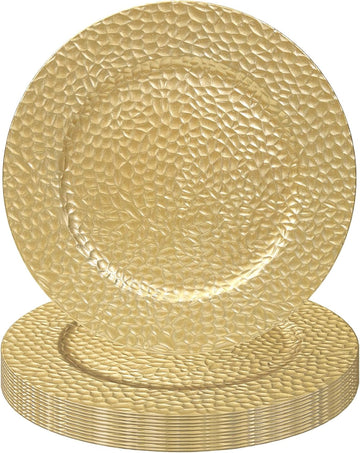 13" Gold Charger Plates, Bubble Charger for Dinner Plates - Set of 12