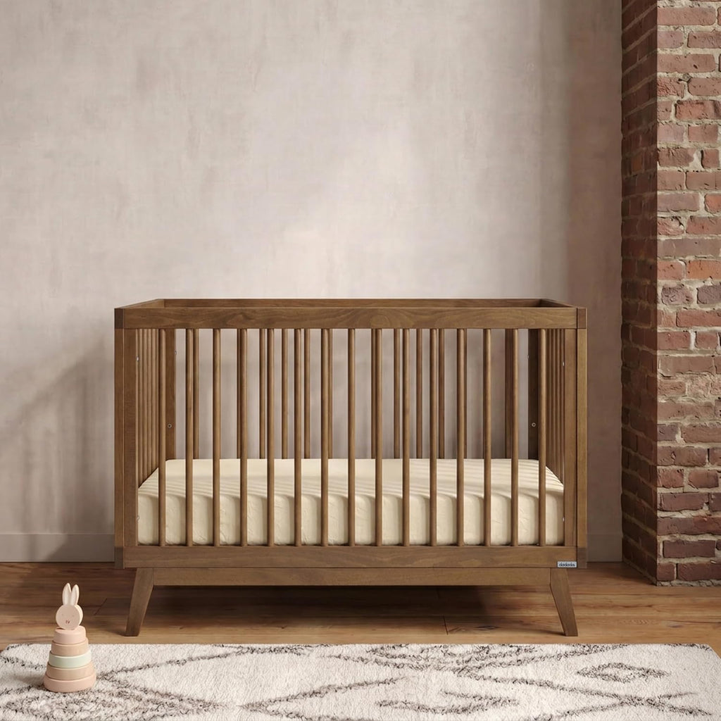 Baby Soho 3-in-1 Convertible Wood Crib Bed, Made in Italy, Walnut | Crib to Toddler Bed, GREENGUARD Gold Certified