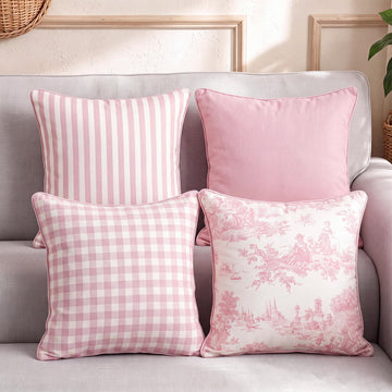 Farmhouse Floral Pillow Cases Pink Pillow Covers 18x18 Set of 4