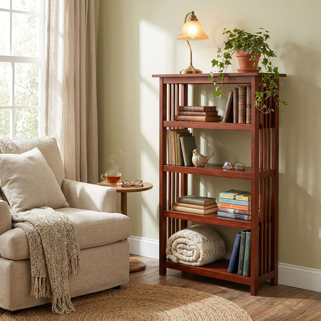 Mission Bookcase with Adjustable Shelf, Cherry, 24"W x 48"H