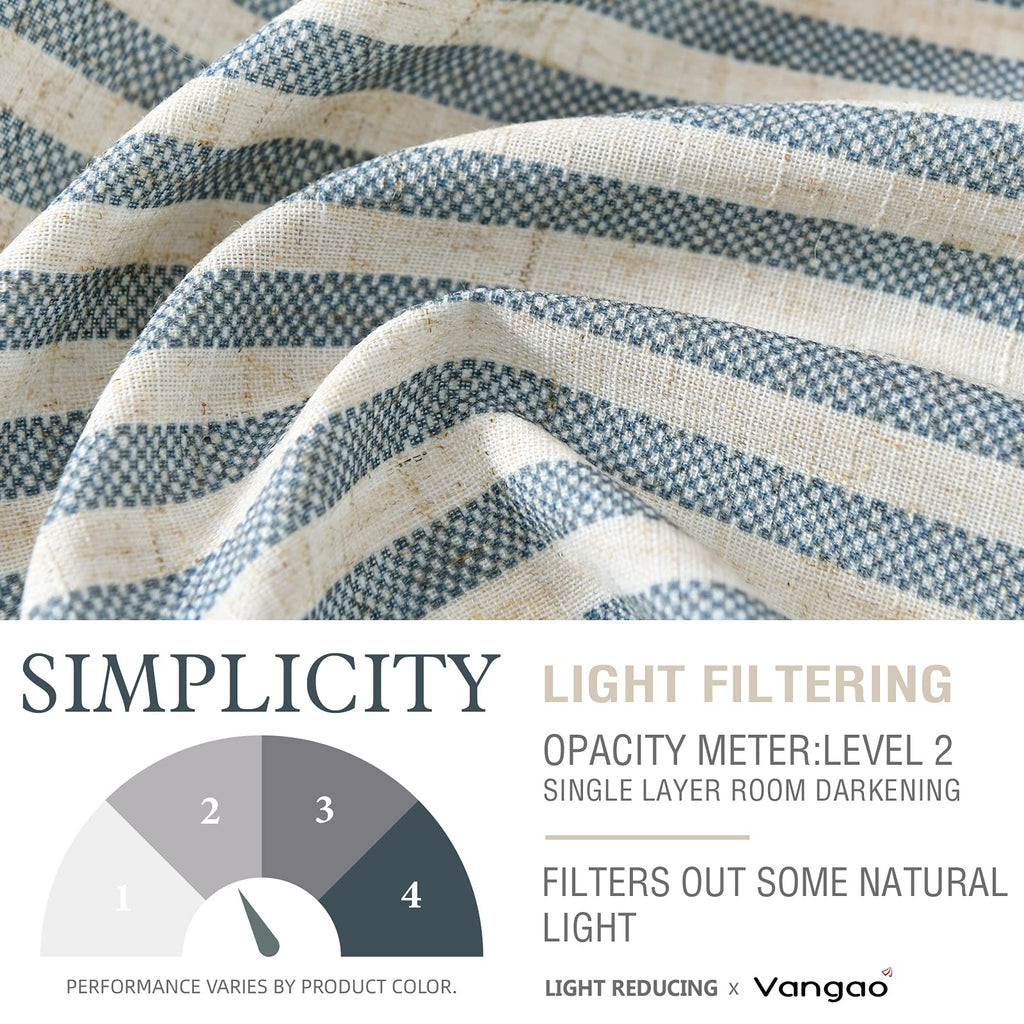 Kitchen Valance Linen Blend Stripe Short Curtain Farmhouse Country Rustic Pinstripe Tickingstripe Light Filtering Rod