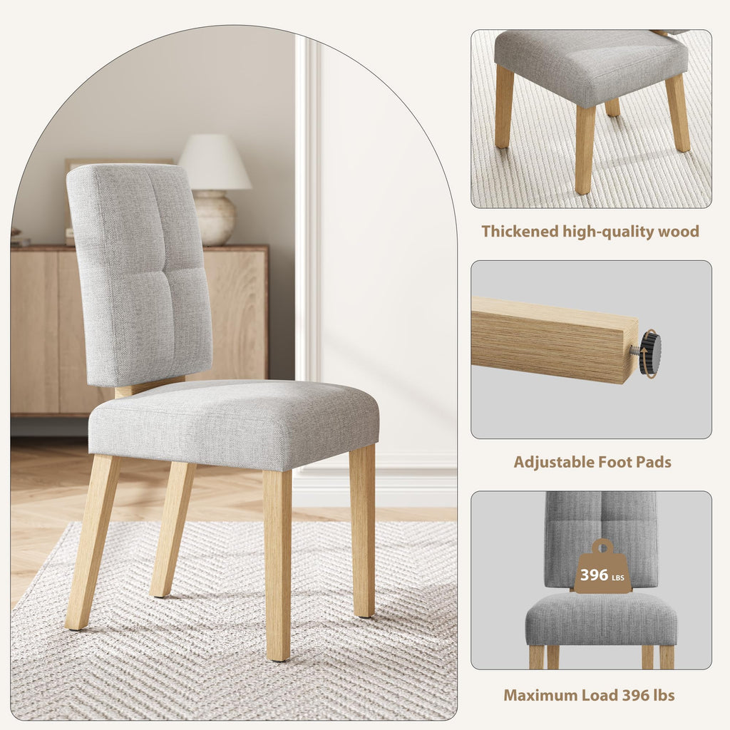 Wooden Dining Chairs Set of 4, Modern Farmhouse Dining Room Chairs with Cloud-Like Thick Cushion, Solid Wood Frame