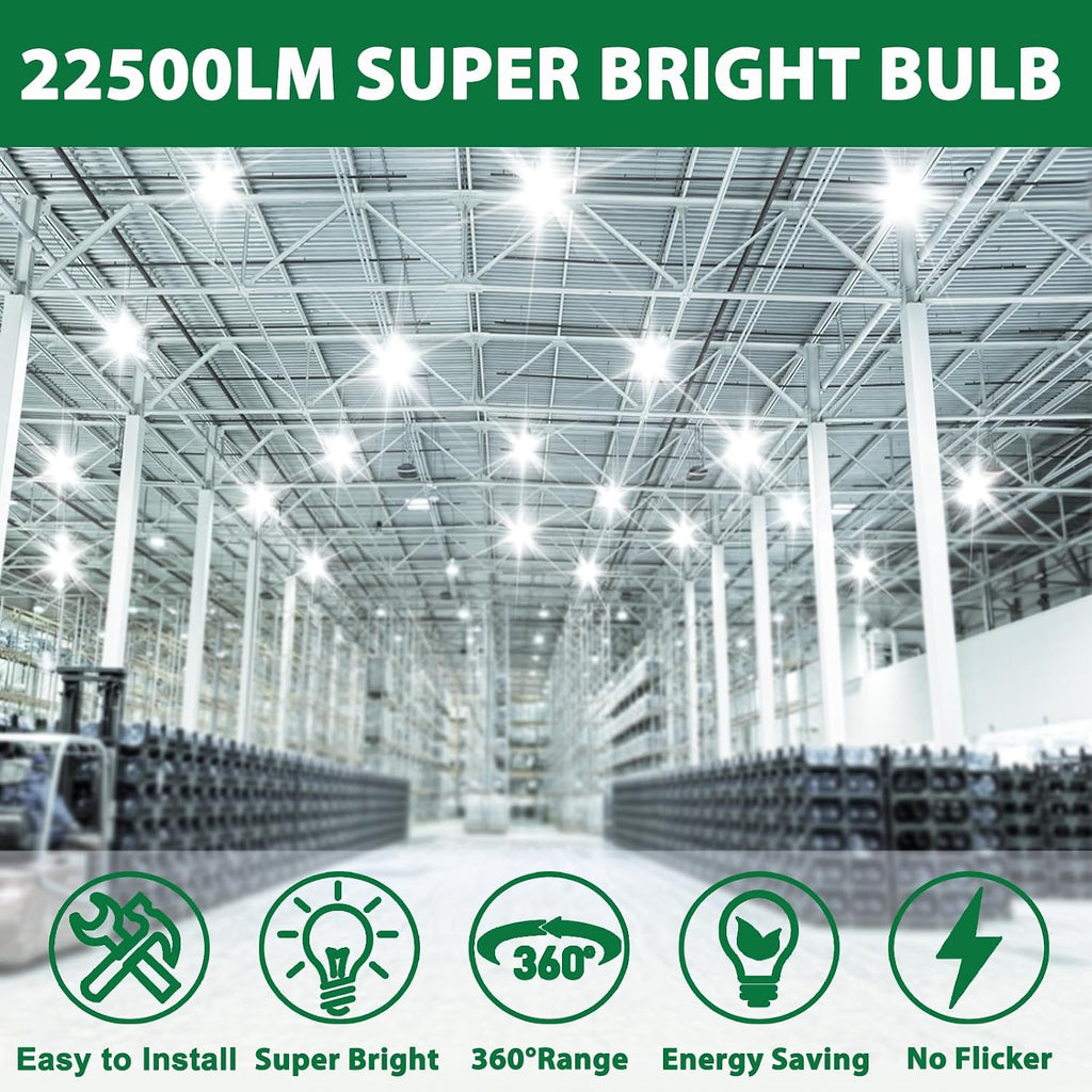 2Pack 150W LED Corn Bulb, 22500LM Super Bright LED Bulb, Equivalent 600W MH HPS HID CFL, 5000K Daylight White