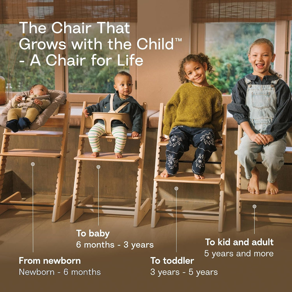 Tripp Trapp Chair, Adjustable Wooden High Chair, Serene Pink | Convertible Chair for Toddlers, Children & Adults