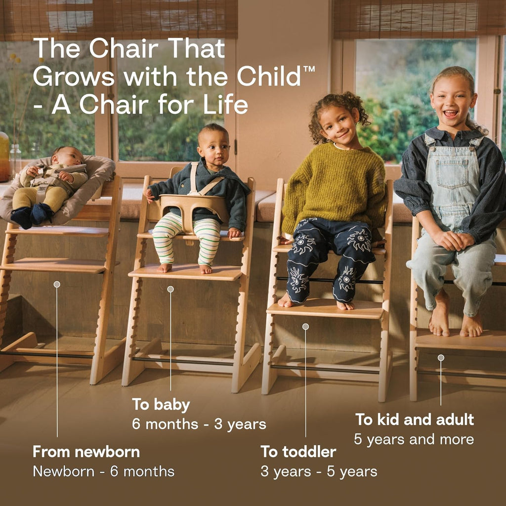 Tripp Trapp High Chair + Baby Set + Harness, Serene Pink | Includes Chair, Baby Set, Removable Harness for Children
