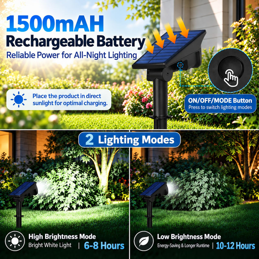Solar Spot Lights 4 Pack 6000K White IP65 Waterproof 20 LED Outdoor