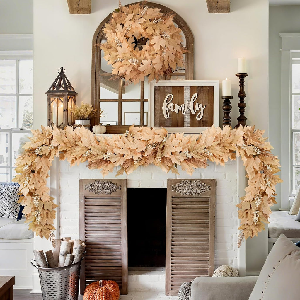 Fall Decorations, 6Ft Artificial Berry Cypress Leaves Fall Garland - Set of 6