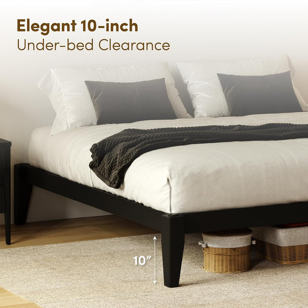 Japanese Joinery Bed Frame, Solid Wood (Midnight Charcoal)