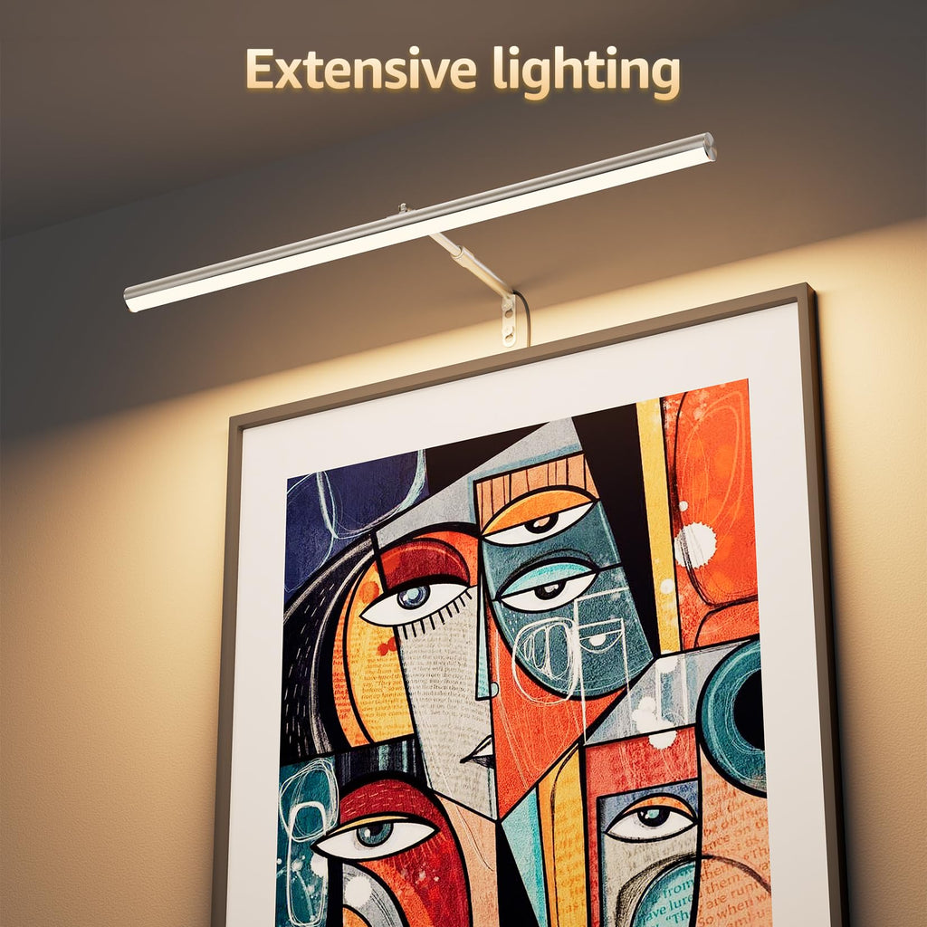 24" Plug in LED Picture Light, 9W Nickel Remote Control Wall Light