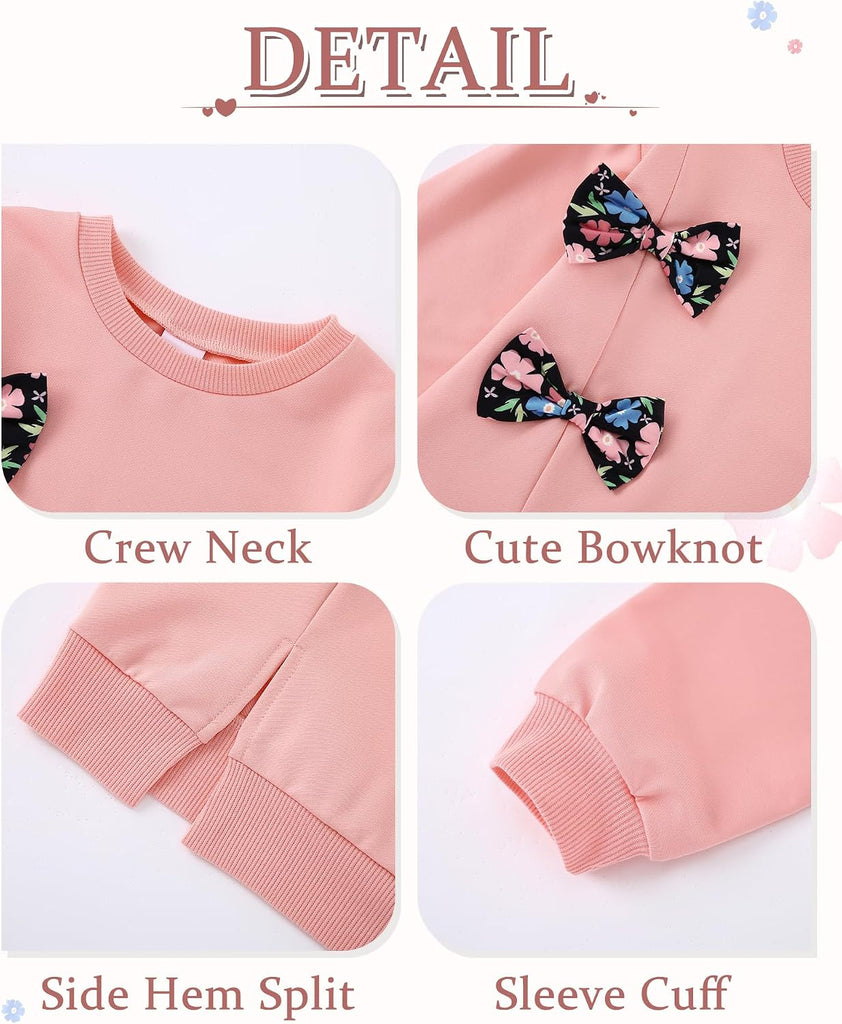 Toddler Girls Clothes Fall Long Sleeve Top Floral Flare Pants 2Pcs